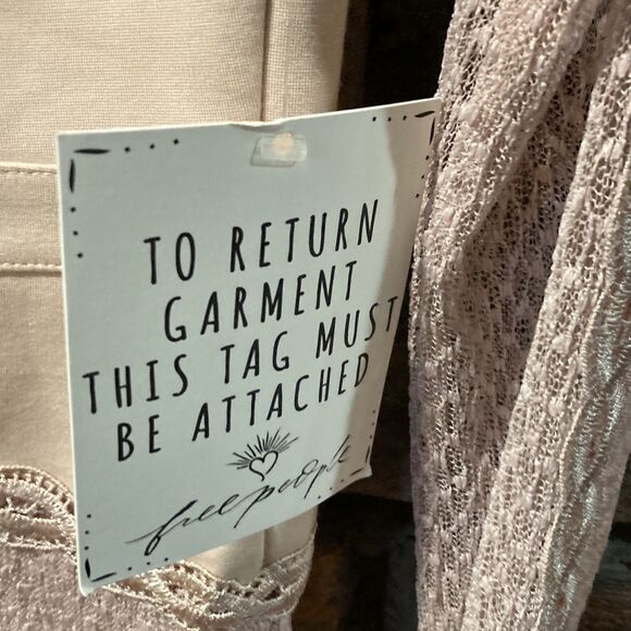 Women’s Free People Mixed Media Lace and Mesh Bodycon Dress Size Small Pink NWT - Picture 9 of 9